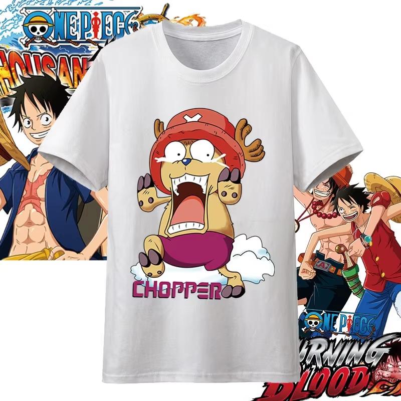 Хлопковая футболка оверсайз с принтом персонажей аниме One Piece для мужчин и женщин, удобная, в стиле Y2K, детская одежда, летняя футболка