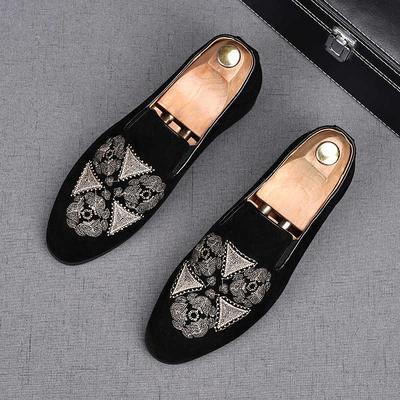 Мода Новая Мужская Мода Принт Вышивка Замшевые Лоферы Оксфорды Zapatos De Novio Мужские Вечеринка Свадебное Платье Формальные Выпускные Туфли