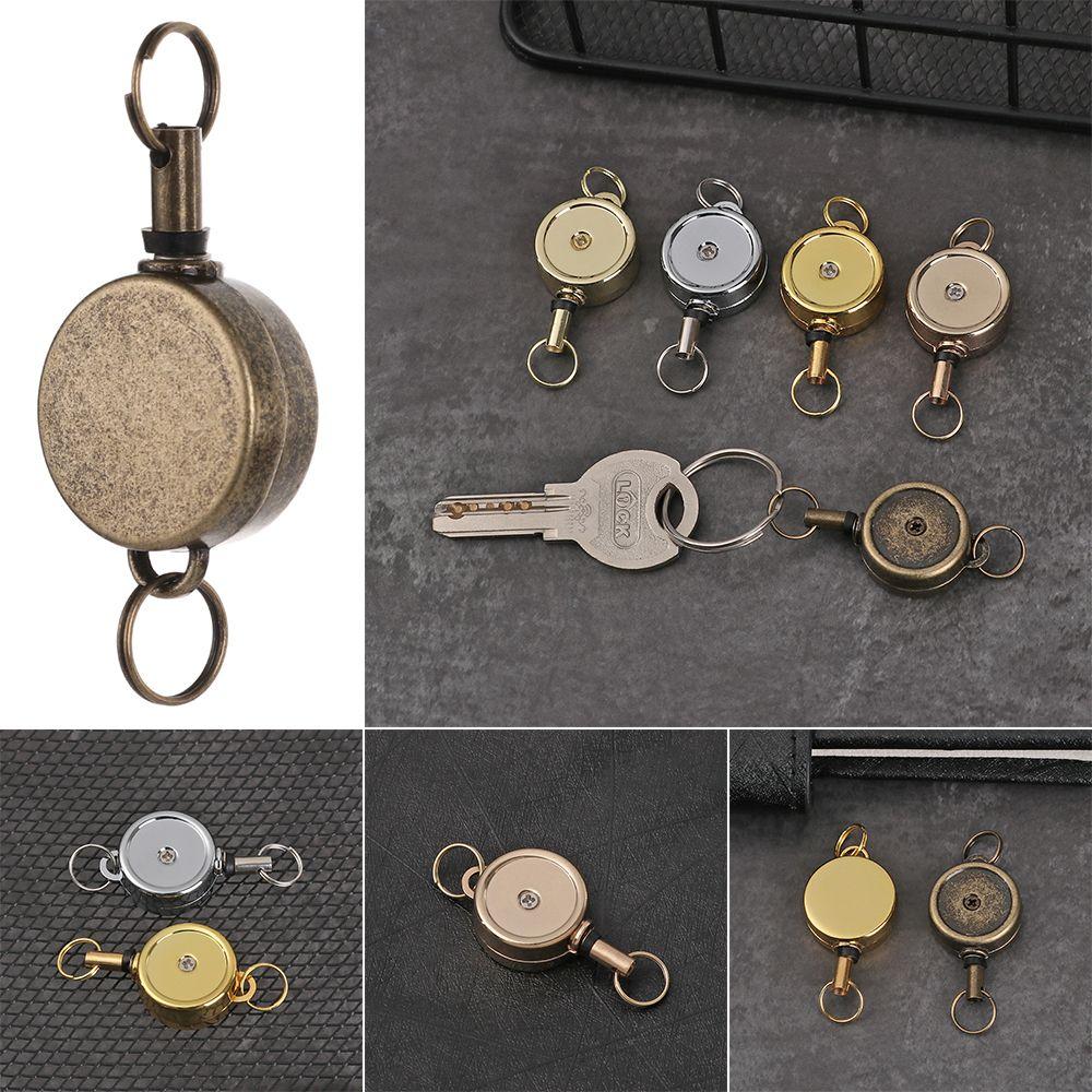 1pc Clip ID Name Card Stationery Anti-Lost Clip Retractable Key Ring Badge Holder Lanyards