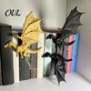 Retro Style Book Holder Double Dragon Bookends, Vintage Fantasy Flying Bookshelf Decor, Stable Clamps Sculpture Stopper for Shelves, Gifts Lovers