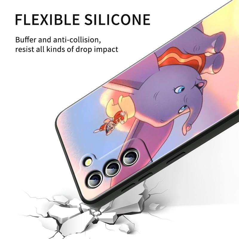 Милый мультфильм Дамбо для Samsung Galaxy S24 S23 S22 S21 S20 FE S10 S10E Plus Ultra Pro Lite 5G черный чехол для телефона