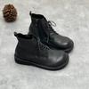 Autumn and winter doll head literary and retro leather women's short boots soft leather soft bottom side zipper casual Martin boots