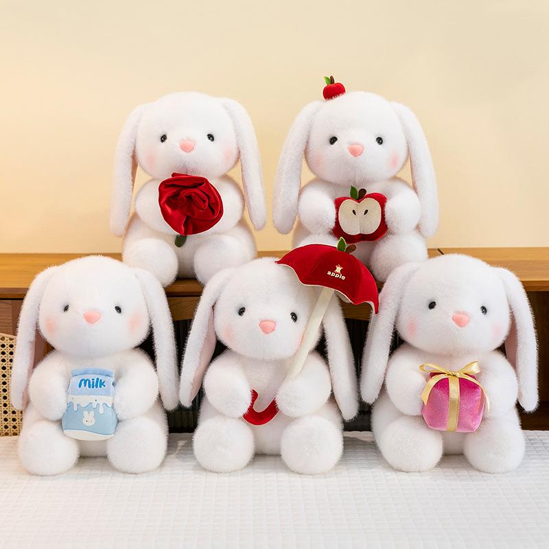 Cute Rose Rabbit Doll Plush Toy Doll Cute Rabbit for Girls and Children Soothing Doll Gift