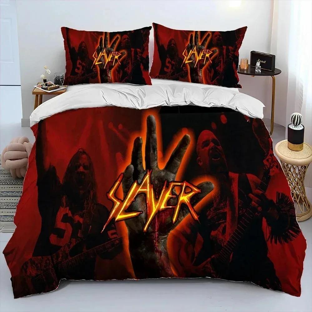 Slayer Heavy Metal Band Music Comforter Bedding CollectionDuvet Cover Bed Collection Quilt Cover PillowcaseKing Queen Size Bedding Collection Kids