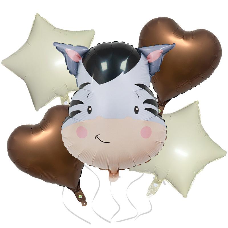 Крем Милый Ветер Животное 5-предметный Набор Корова Олень Красная Буква Набор Воздушных Шаров из Алюминиевой Фольги Украшение для Детской Вечеринки по Случаю Дня Рождения