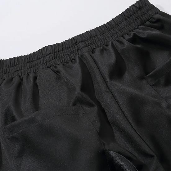 Мужские брюки-карго в стиле хип-хоп, индивидуальные прямые брюки с ремешком, декор, сплошной цвет, глубокая промежность, свободная уличная одежда, эластичная талия, мужские брюки с ремешками на щиколотке