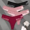 4PCS/Set Sexy V-Waist Women Cotton G-string S-XL Lace Lingerie Panties Thongs Femme Underwear Girls Underpant Intimates