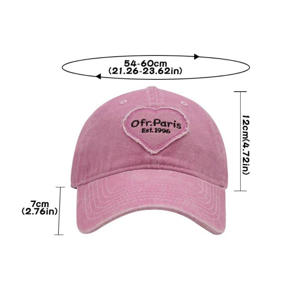 Love Heart Embroidery Snapback Hat Washed Cotton Couple Sun Hats Fashion Women Baseball Cap