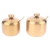 Gold Silver Sugar Bowl With Spoon Lid Household Stainless Steel Seasoning Jars Condiment Container Kitchen Salt Spices Jar