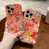 For Iphone 11 15promax Oil Painting Flowers Phone Case For iPhone 15 Pro Max 12 13 14 Pro Max Soft IMD Shockproof Bumper Wavy Frame Cover