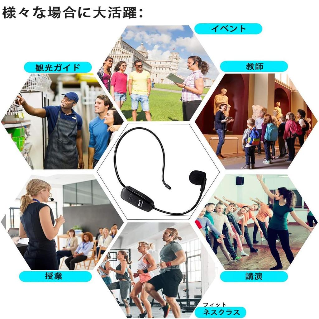 Беспроводной микрофон Oulou, микрофон-гарнитура УВЧ, дальность передачи 50 метров, автоматическое сопряжение, регулировка громкости, тип с ушным креплением, портативный сценический динамик,