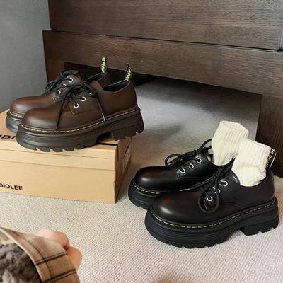 Версия из коровьей кожи - Виноградная мать, те же британские туфли дерби на шнуровке, на высокой толстой подошве, с круглым носком, из маленькой кожи