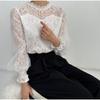 Loose Long Sleeved Mesh Lantern Sleeves Lace Women's Blouses & Shirts