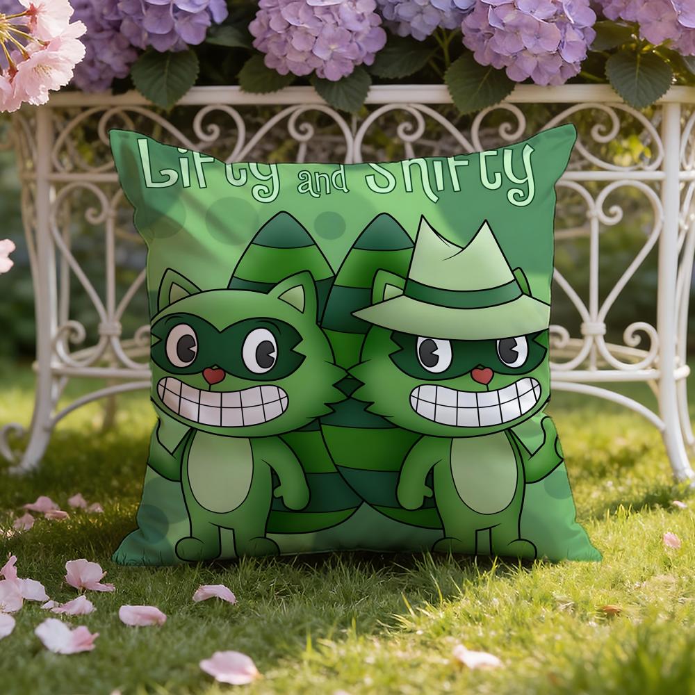 Аниме H-Happy Tree F-Friends Наволочка для подушки Домашняя и автомобильная Двухцелевая наволочка: Двусторонняя конструкция для максимального комфорта