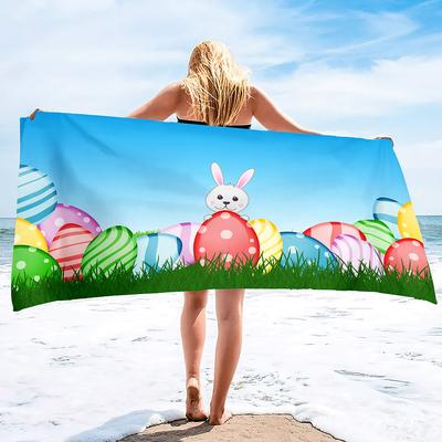 Cute Bunny Pattern Print Seaside Vacation Beach Towel Swimming Bath Towel Sports Towel