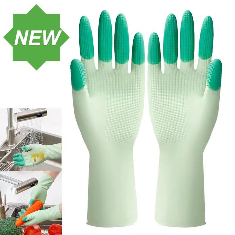 Silicone Dishwashing Cleaning Gloves Kitchen Supplies Anti Slip Convenient Long Dishwashing Gloves Reusable Durable Household