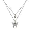 Sterling Silver Double-layer Butterfly Necklace Female Niche Cold Wind Sterling Silver Stacked Collarbone Chain