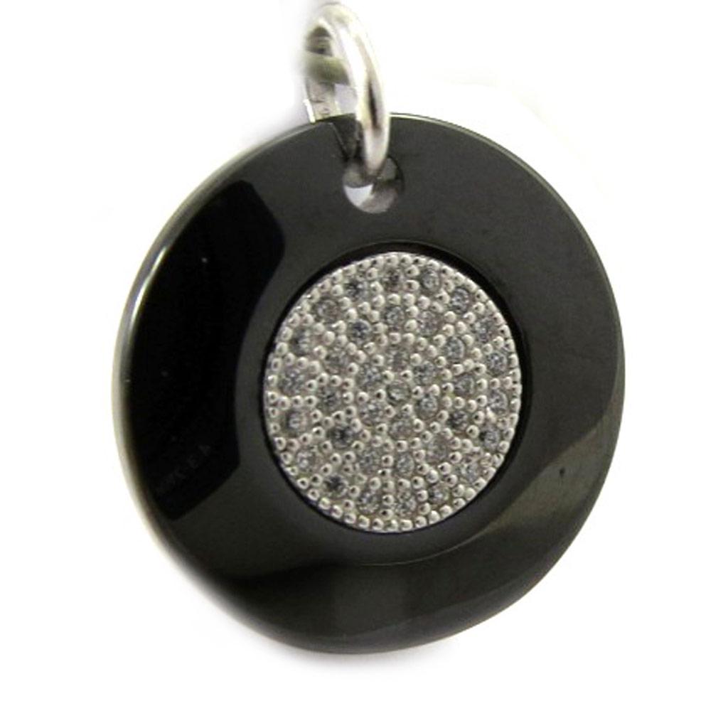 Les Trésors De Lily [L5745] - Серебряный кулон "Сисси" черный (керамика) родиевое покрытие - 20 мм