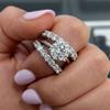Huitan New Arrival Wedding Set Rings for Women Luxury Paved Brilliant Cubic Zirconia 3Pcs Crystal Fashion Rings Female Jewelry