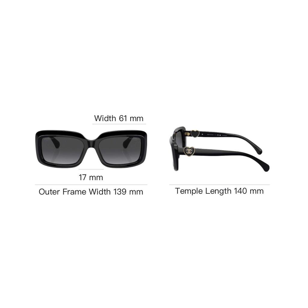 Chanel Logo Acetate Irregular Frame Sunglasses Unisex sunglasses Black CH5520