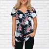 Женские топы с V-образным вырезом и коротким рукавом с принтом подсолнухов и цветов бегонии, свободная футболка, повседневная блузка