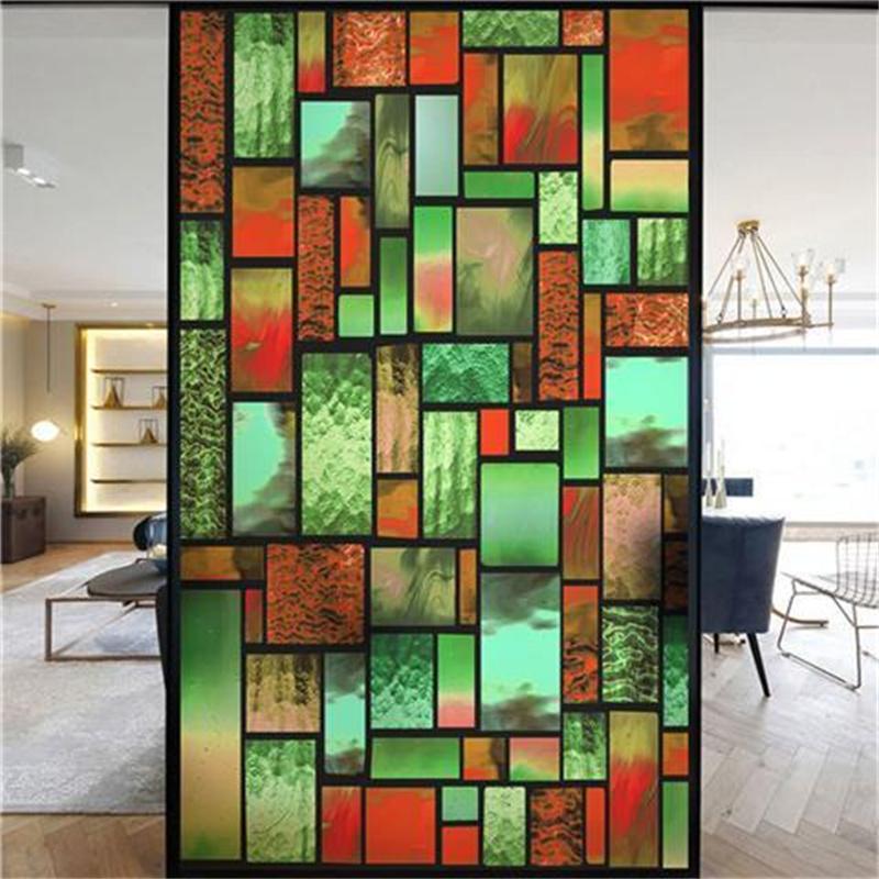 Оконная пленка, матовая витражная пленка, церковная статическая липкая пленка для конфиденциальности, самоклеящаяся наклейка на окно, кухня, офис, домашний декор