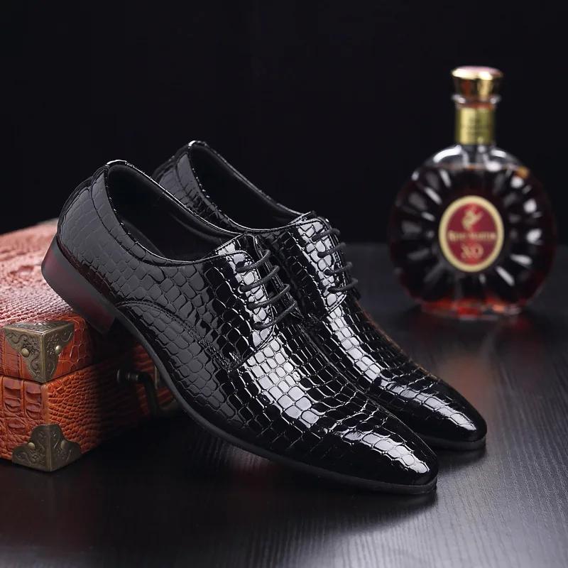 Мужские туфли LuxuryGrain, туфли-оксфорды без застежек, кожаные туфли с острым носком, деловые туфли больших размеров, повседневные туфли на плоской подошве
