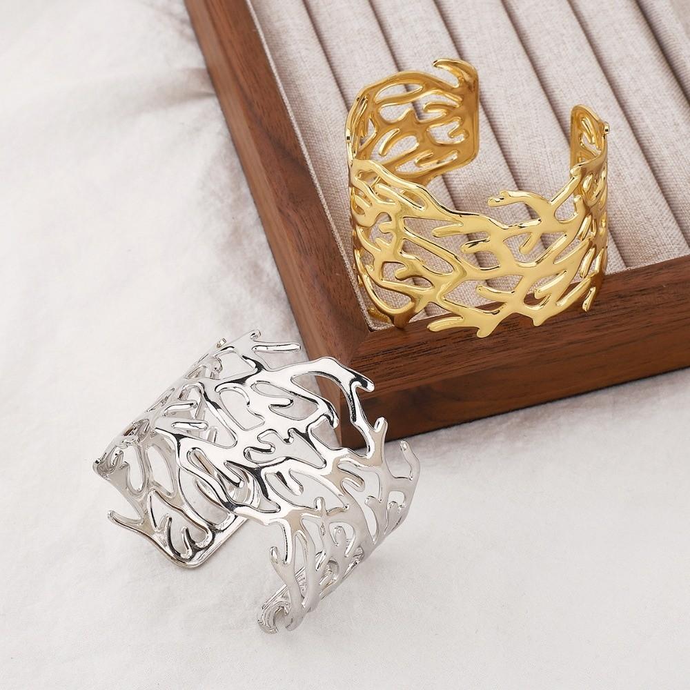 Tree Branch Pattern Metal Opening Bangle Armlet Women's Wrist Jewelry Coral Design Bracelet  Girls