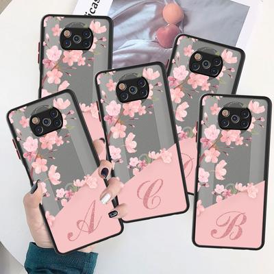 Цветочный Буква Розовый A B C Инициал Чехол Для Xiaomi Mi Poco X3 NFC M3 11 10 12 9T 11T 10T Pro Note 10 Lite Матовые Твердые Чехлы Для Телефона