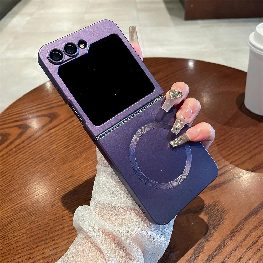 Matte Ultra Slim Case for Samsung Galaxy Z Flip 6 4 3 flip6 ZFlip Magnetic Wireless Charging Soft Shockproof Cover
