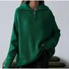 032 Zipper Knit Pullover Sweater: Loose Fit Casual Women's Autumn/Winter European American Style