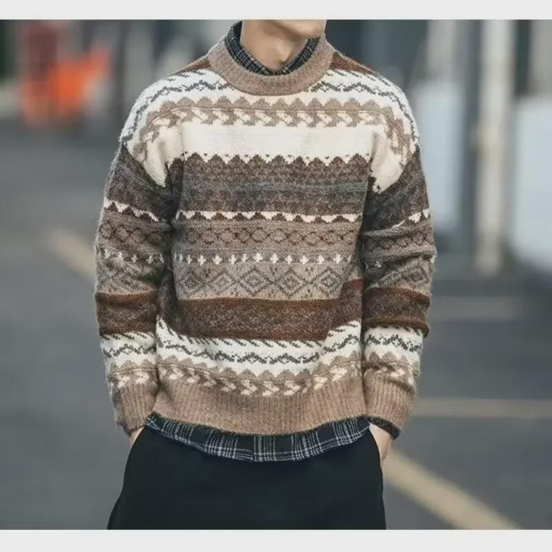 Мужской винтажный рождественский свитер в японском стиле Fair Isle