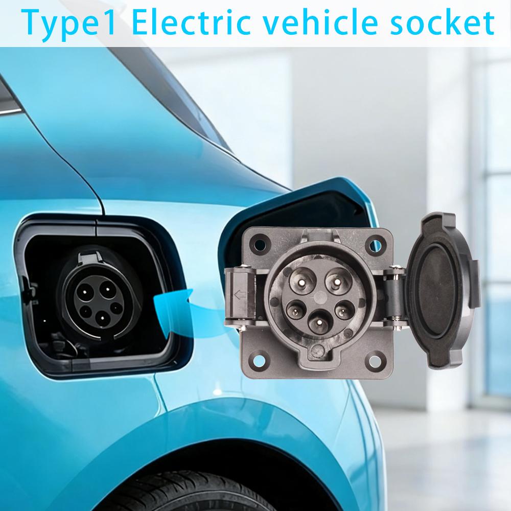 Type1 SAE J1772 Electric Vehicle Charging Socket 16A 32A 50A EV Connector 0.5M 1M Cable USA Car Charging Socket