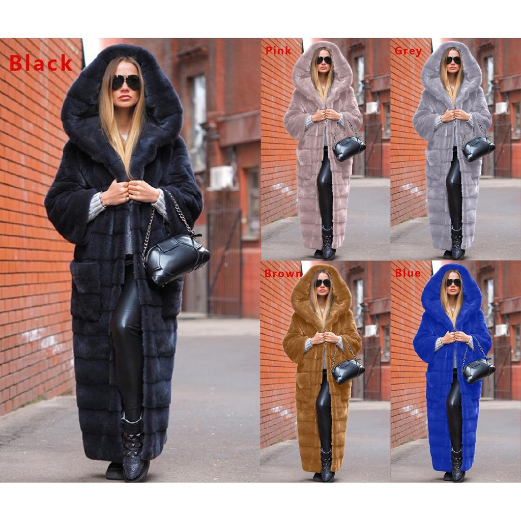 Faux Fur Coat Hooded Cotton Coat Thickened and Lengthened Wool Coat Women's Coat Windbreaker