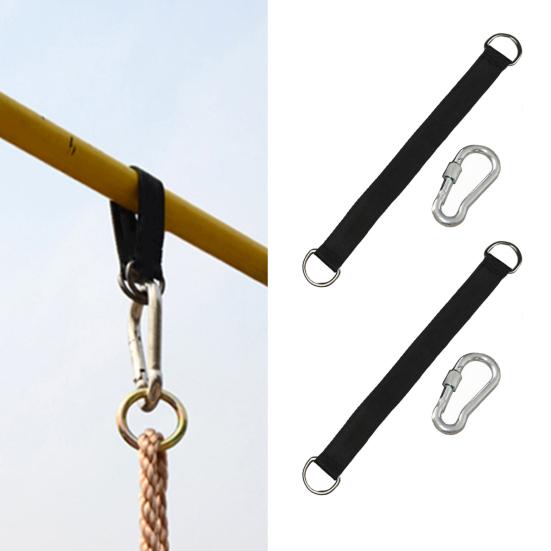 Tree Swing Strap with Metal Ring Hanging Rope with Carabiner Heavy Duty Swing Connection Belt for Outdoor Tree Swings