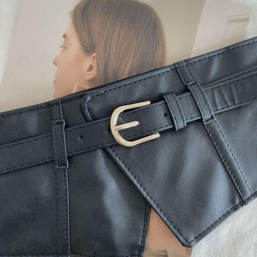 Регулируемый широкий пояс из ПУ кожи, корсет на талию, готический эластичный кушак, девушка EMA