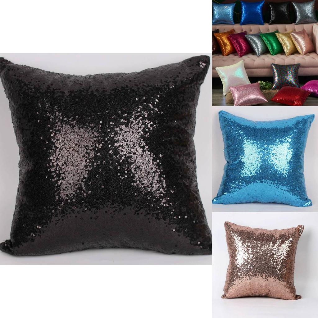40x40cm Sequin Pillow Cover With Solid Color Design For Bedroom And Living Room