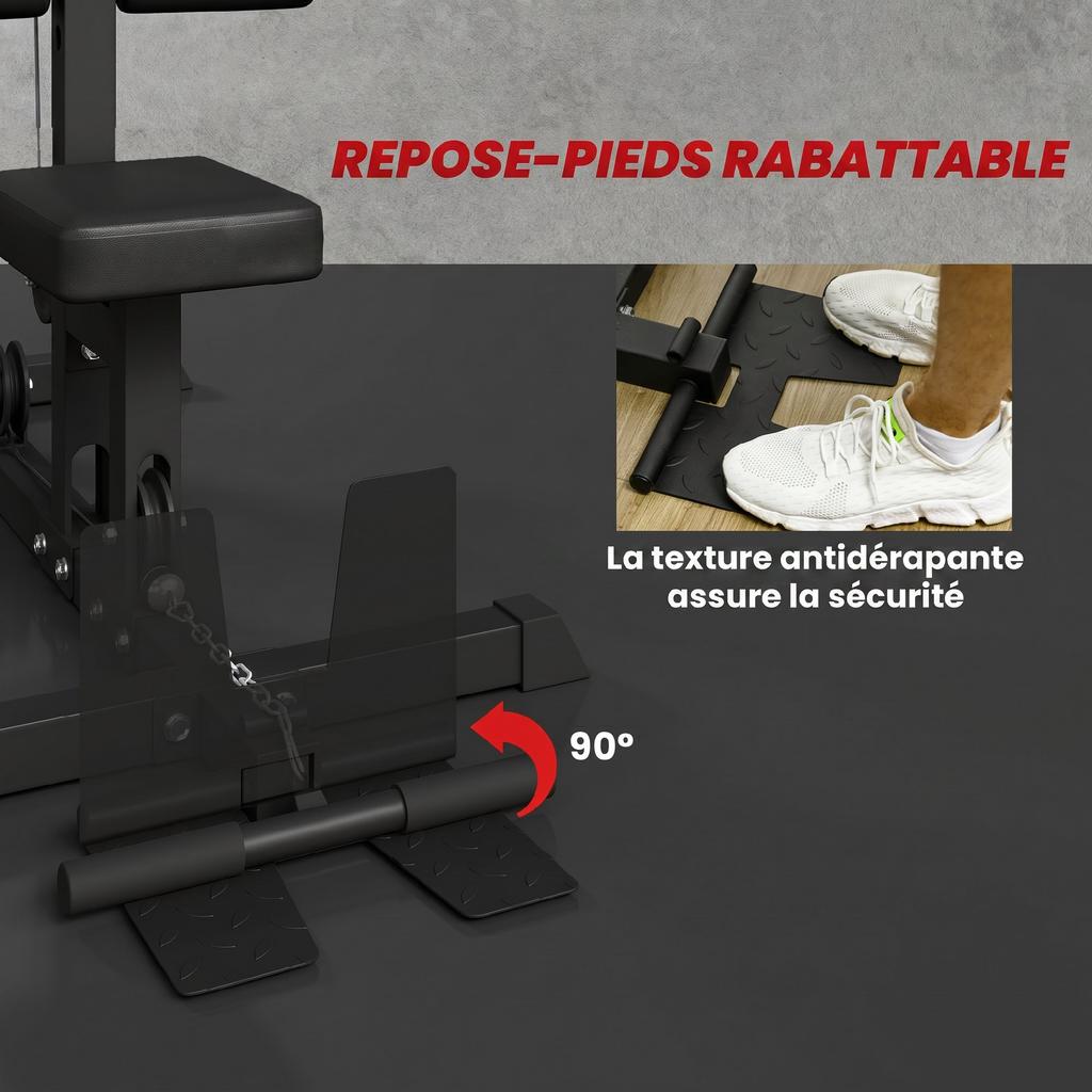Weight Training Station Pulley Station, Chest Pull - Lat Pulldown Machine - Weight Bench Strength Training