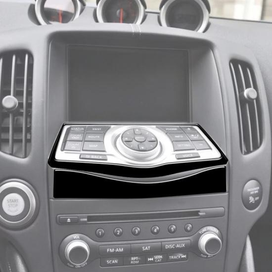 2Pcs Glossy Piano Black Navigation System Control Cover Trim For Nissan 370Z