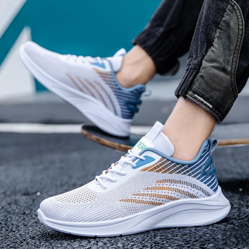 Мужские сетчатые кроссовки, новые, толстые, модные, дышащие, для медленного бега, с ремешком, для тренировок, походов