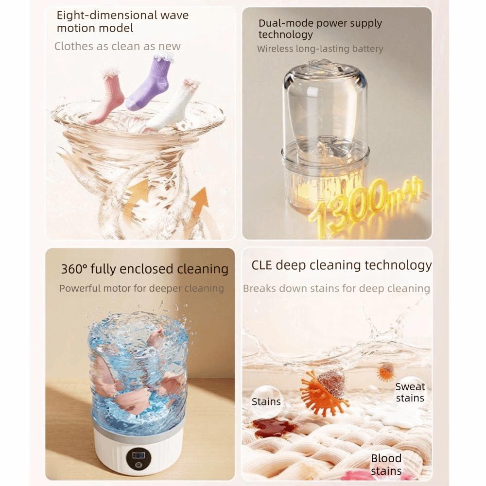 2 Modes Double Cup Washing Machine Transparent Tank Portable Sock Washer Dormitory Use