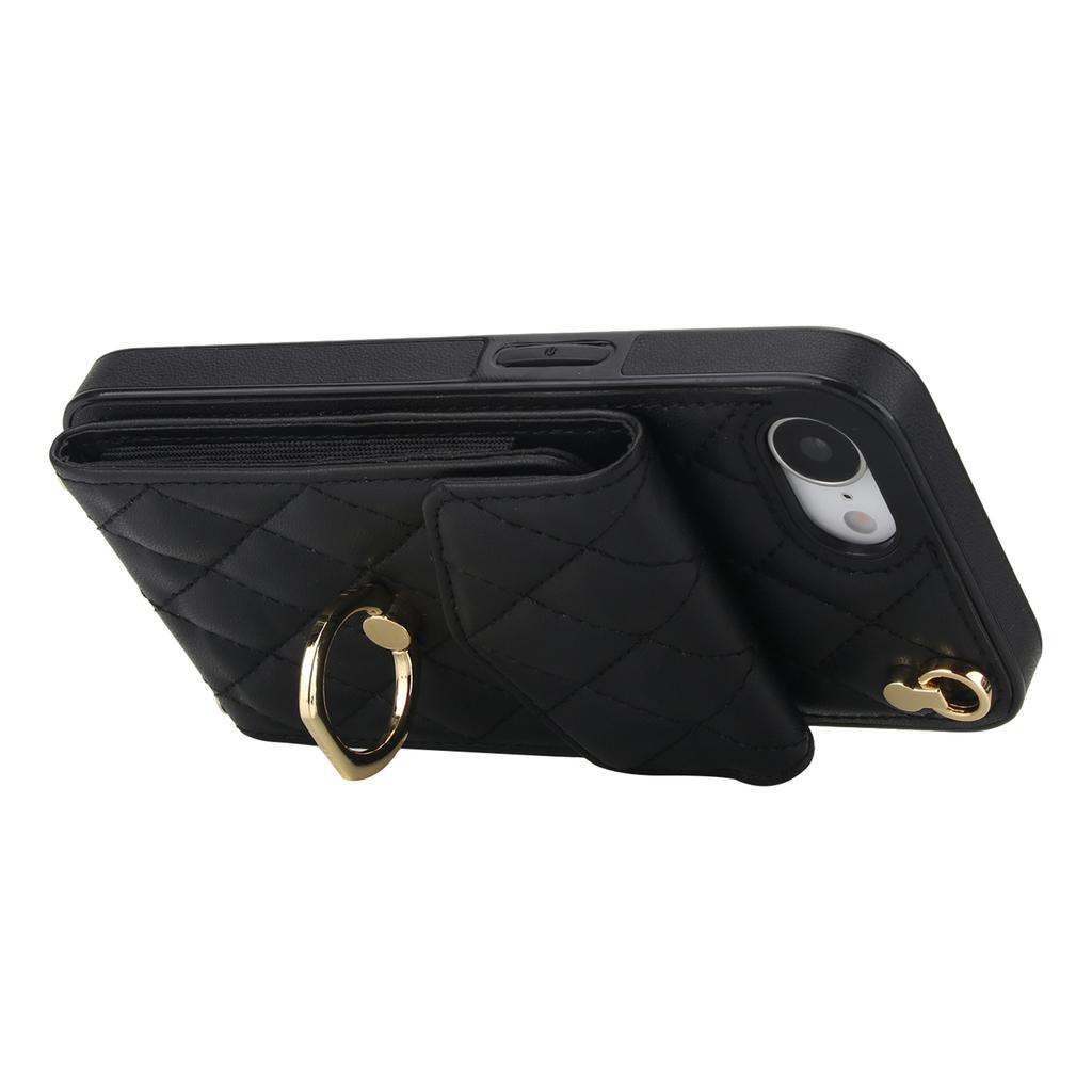 Чехол для iPhone 16e с блокировкой RFID, карманом для карт, кожа + ТПУ, наплечный чехол для телефона с кольцом-подставкой