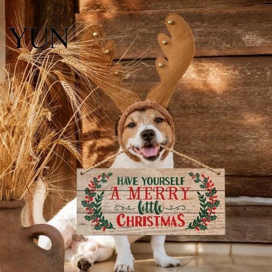Holiday Porch Decor Christmas Wood Hanging Sign with Jute Rope, Have Yourself A Merry Party Supplies Little Rustic Door Hanger for Home Cafe