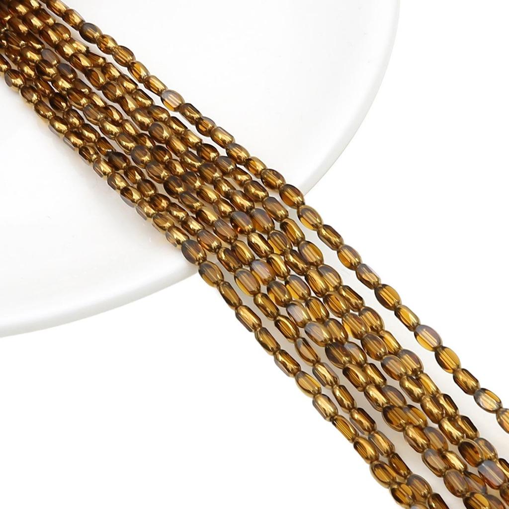 Овальные ограненные стеклянные кристаллы с золотистой окантовкой, в форме рисовых зерен, для изготовления украшений