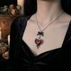 Vintage Gothic Cross Necklace Black Bow Halloween Thorn Choker Pendant Clavicle Chain  Daily Wear