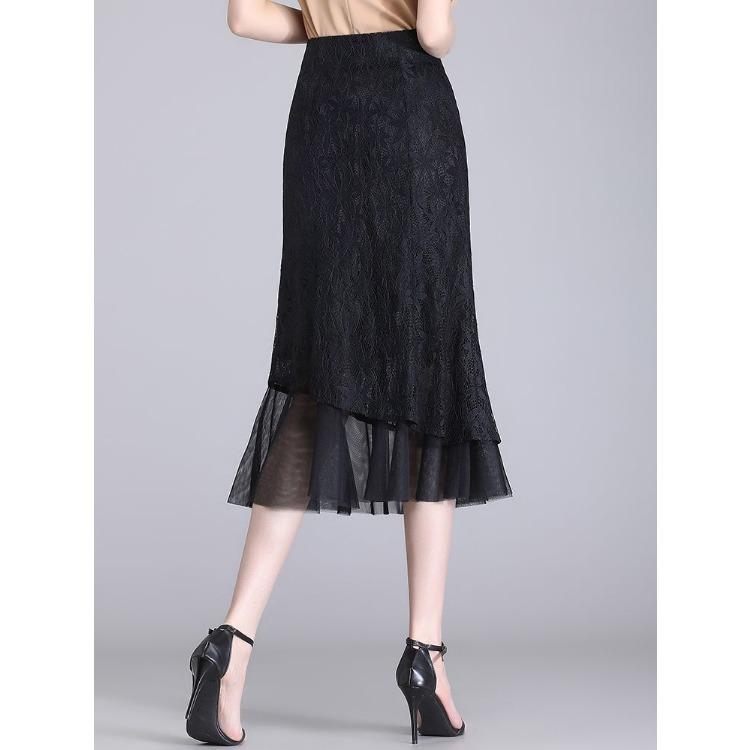Женская кружевная юбка миди, летнее сетчатое платье, новое платье больших размеров с высокой талией, утягивающая юбка средней длины с одним швом