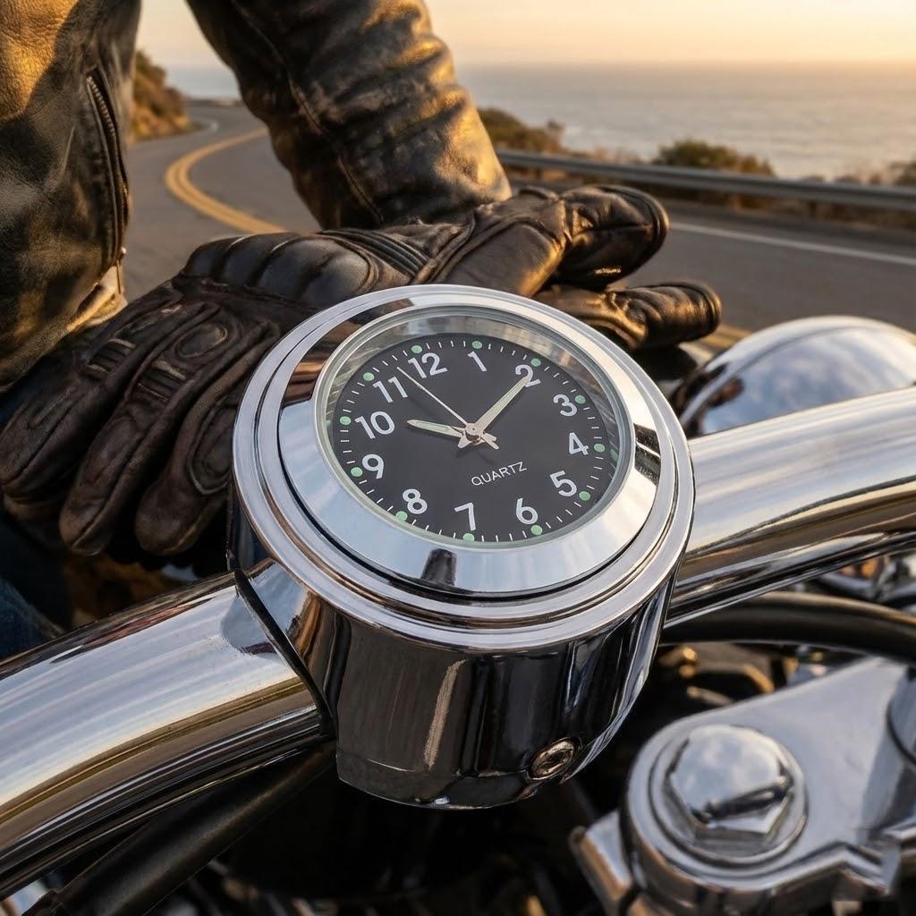 Motorcycle Quartz Clock 7 8 Inch Waterproof Luminous Handlebar Mount Watch Chrome Aluminum Bike Accessories Gauge Instrument