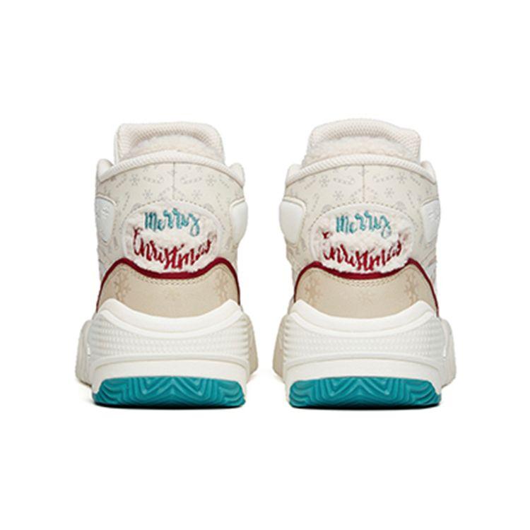 Anta Lifestyle Series Flame Wear-Resistant Breathable Mid-Top Sneakers Women Sneakers Gray White Red 122148088-8