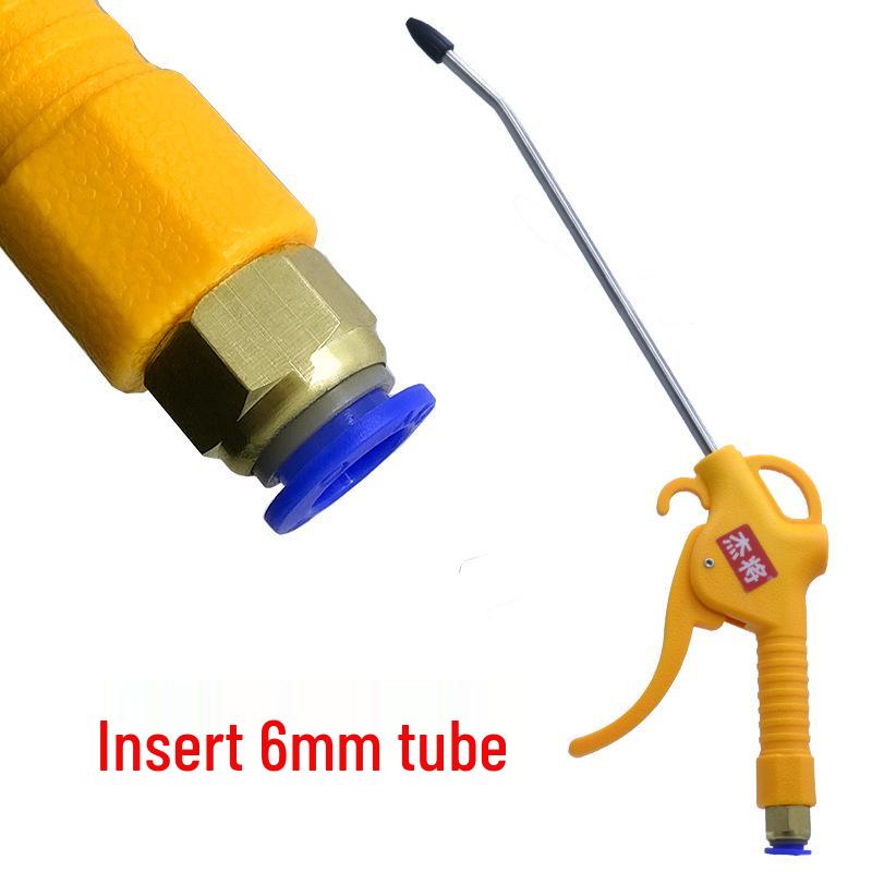 High-Pressure Pneumatic Blow Gun with Direct Insert Connector, 8mm Tube, 6mm Extendable for Dust and Ash Removal.