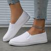 Men's and Women's White Shoes, Flat Heeled Canvas Shoes, Women's Shoe Covers, Flat Feet, One Foot Pedaling, Casual Couple Board Shoes